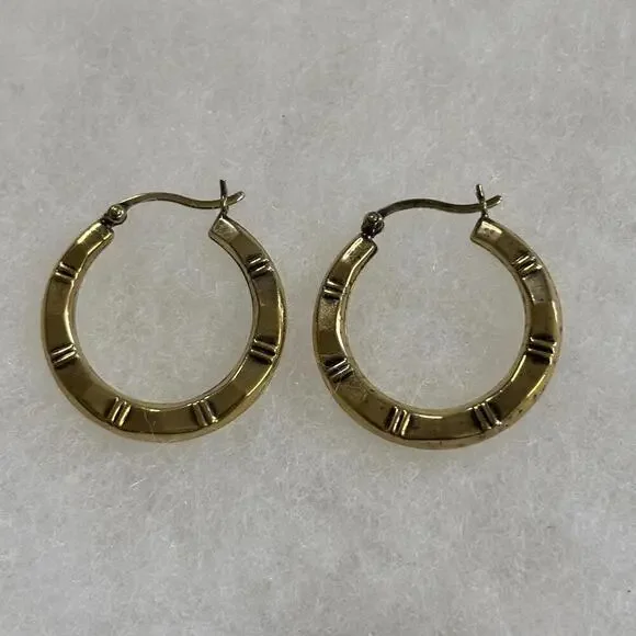 Vintage gold tone sterling hoop earrings - Picture 1 of 3